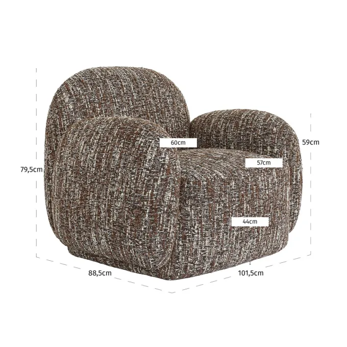 Richmond Interiors Lounge stoel Nodo naturel chunky draaibaar