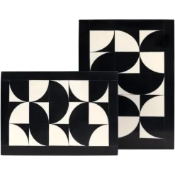 Richmond Interiors Opbergdoos Rae zwart/wit - Set van 2