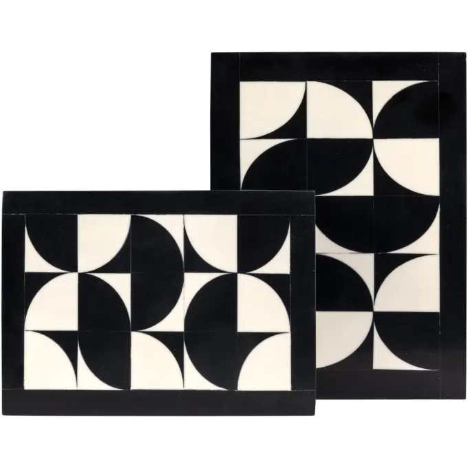 Richmond Interiors Opbergdoos Rae zwart/wit - Set van 2