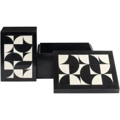 Richmond Interiors Opbergdoos Rae zwart/wit - Set van 2