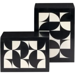 Richmond Interiors Opbergdoos Rae zwart/wit - Set van 2