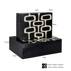Richmond Interiors Opbergdoos Lux zwart/wit - Set van 2