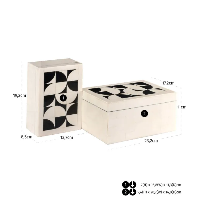 Richmond Interiors Opbergdoos Flake wit - Set van 2