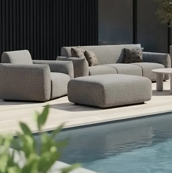 Richmond Interiors Outdoor lounge stoel Dawson greige alpine