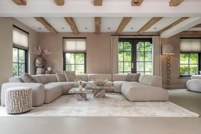 Richmond Interiors Poef & Voetenbank Lexie greige 45Ø