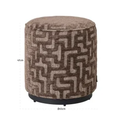 Richmond Interiors Poef & Voetenbank Lexie bruin labyrinth 45Ø