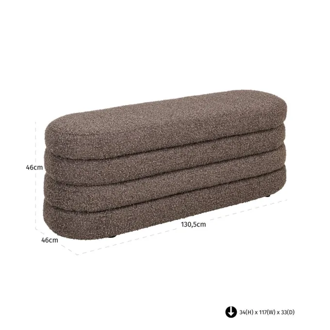 Richmond Interiors Poef & Voetenbank Camille bruin chunky