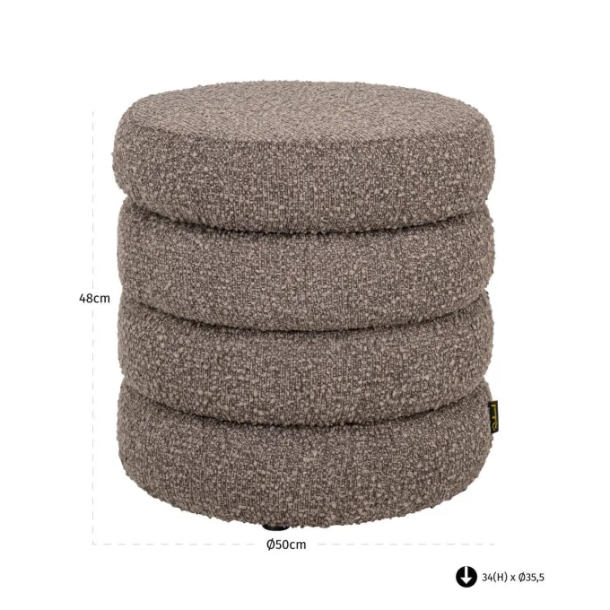 Richmond Interiors Poef & Voetenbank Adele bruin chunky