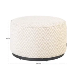 Richmond Interiors Poef & Voetenbank Lexie beige chevron 70Ø