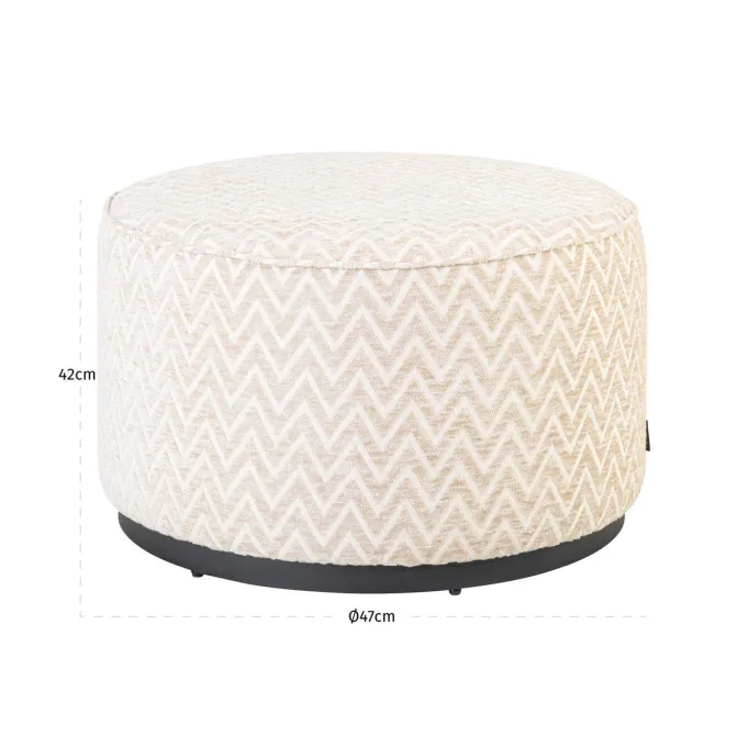 Richmond Interiors Poef & Voetenbank Lexie beige chevron 70Ø