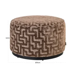 Richmond Interiors Poef & Voetenbank Lexie bruin labyrinth 70Ø