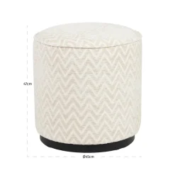 Richmond Interiors Poef & Voetenbank Lexie beige chevron 45Ø