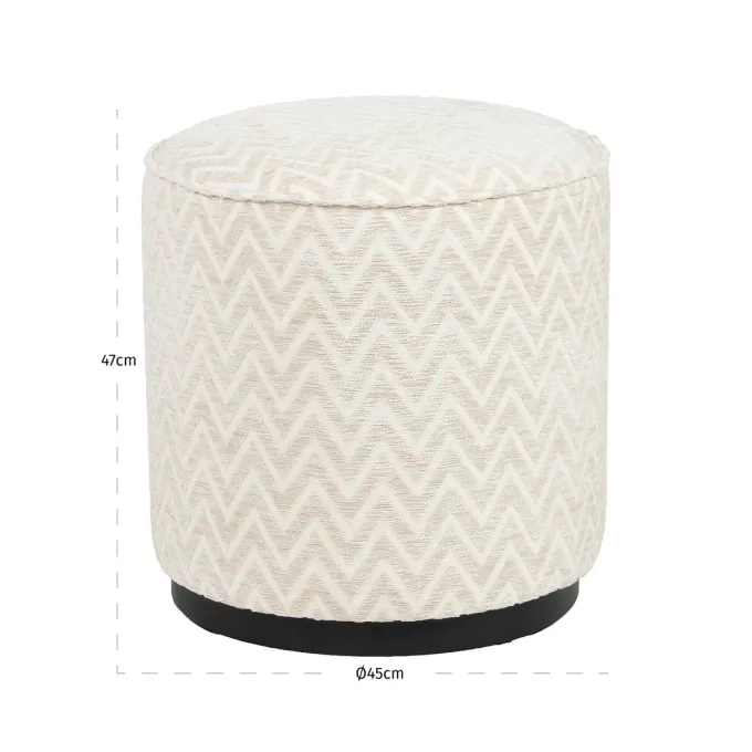 Richmond Interiors Poef & Voetenbank Lexie beige chevron 45Ø