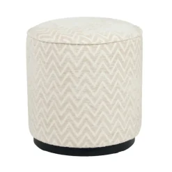 Richmond Interiors Poef & Voetenbank Lexie beige chevron 45Ø