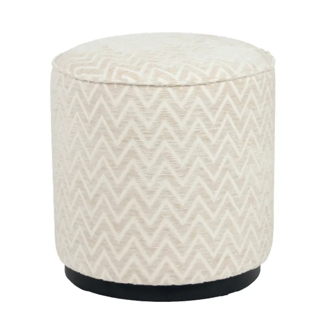 Richmond Interiors Poef & Voetenbank Lexie beige chevron 45Ø