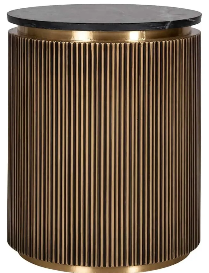 Richmond Interiors Richmond Interiors Bijzettafel Ironville 50Ø - Goud met Marmer