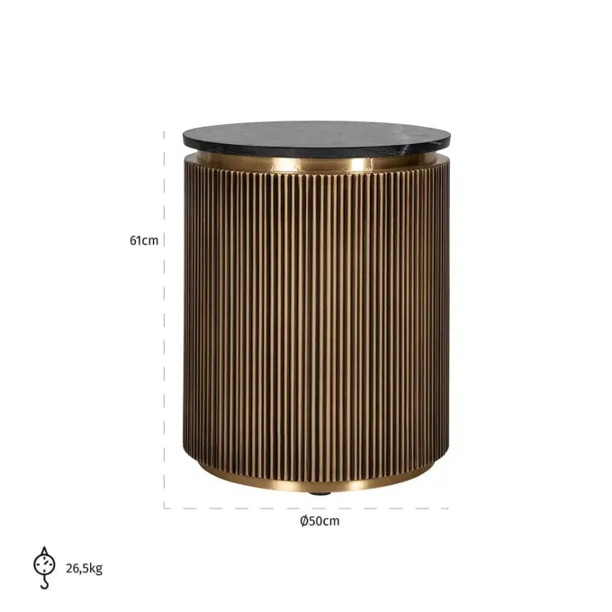 Richmond Interiors Richmond Interiors Bijzettafel Ironville 50Ø - Goud met Marmer
