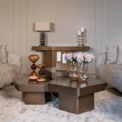 Richmond Interiors Salontafel Hexa set van 3 geborsteld Goud