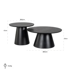 Richmond Interiors Salontafel Jazz set van 2 zwart - Richmond Interiors