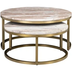 Richmond Interiors Salontafel Bottega Blush beige - Set van 2
