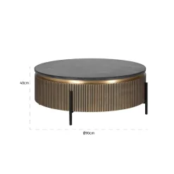 Richmond Interiors Salontafel Ironville 90Ø - Antiek Messing & Zwart Marmer