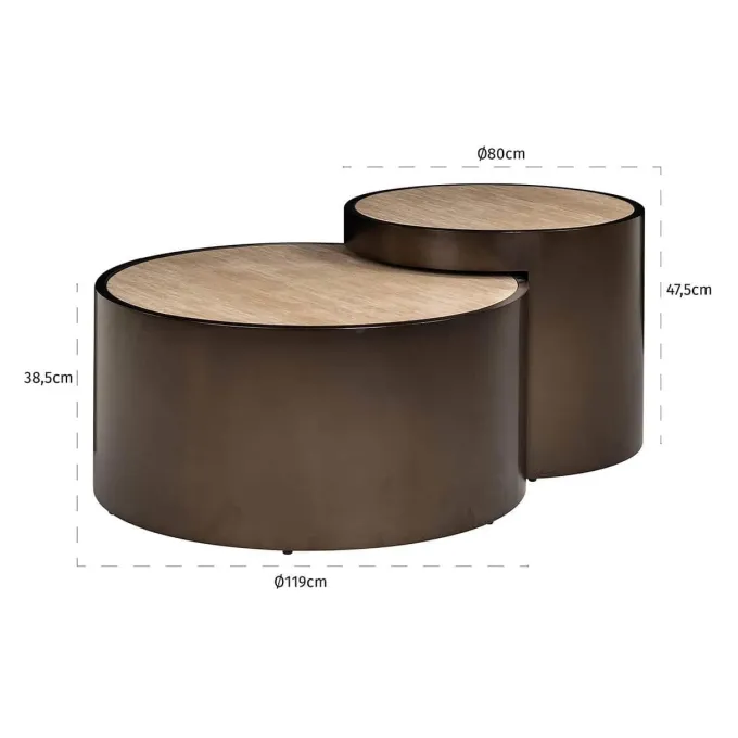 Richmond Interiors Salontafel Ronson set van 2 beige