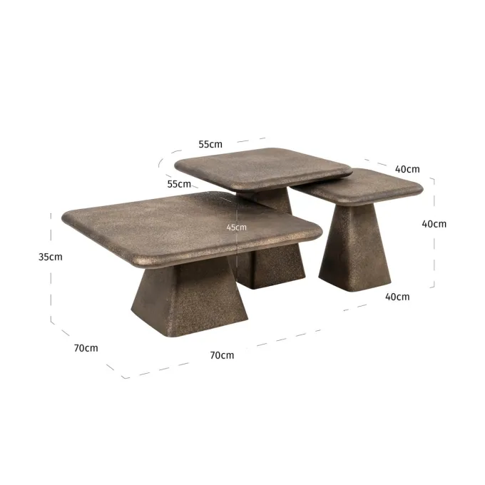 Richmond Interiors Salontafel Marlie gold (Set van 3)