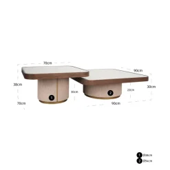 Richmond Interiors Salontafel Willox brown including glass (Set of 2)