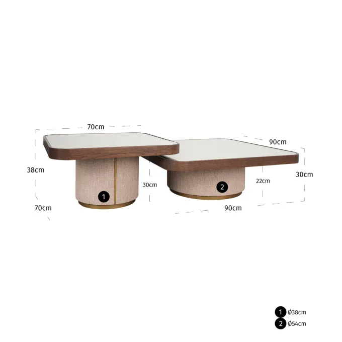 Richmond Interiors Salontafel Willox brown including glass (Set of 2)