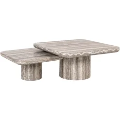 Richmond Interiors Salontafel Denizly grey faux travertine (Set of 2)