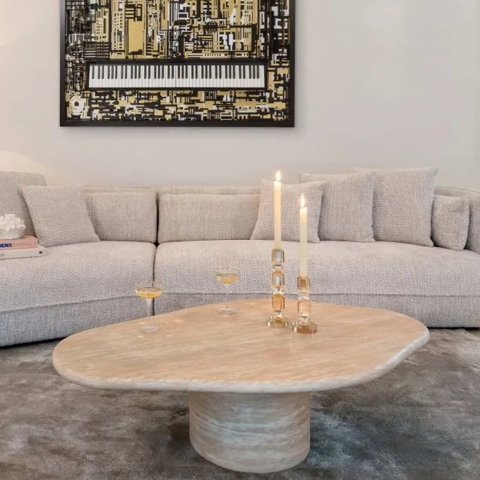 Richmond Interiors Salontafel Fictus Travertine faux Beige