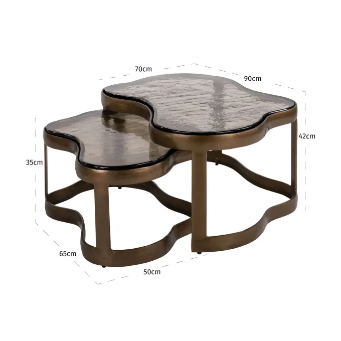 Richmond Interiors Salontafel Fairfield brass antique (Set of 2)