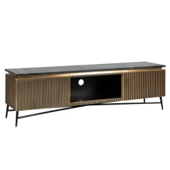 Richmond Interiors TV-Dressoir Ironville 2-deuren in Antiek Messing en Zwart Marmer