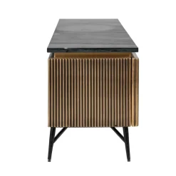 Richmond Interiors TV-Dressoir Ironville 2-deuren in Antiek Messing en Zwart Marmer