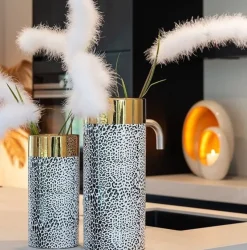 Richmond Interiors Vaas Alesha klein wit (Goud) - Richmond Interiors