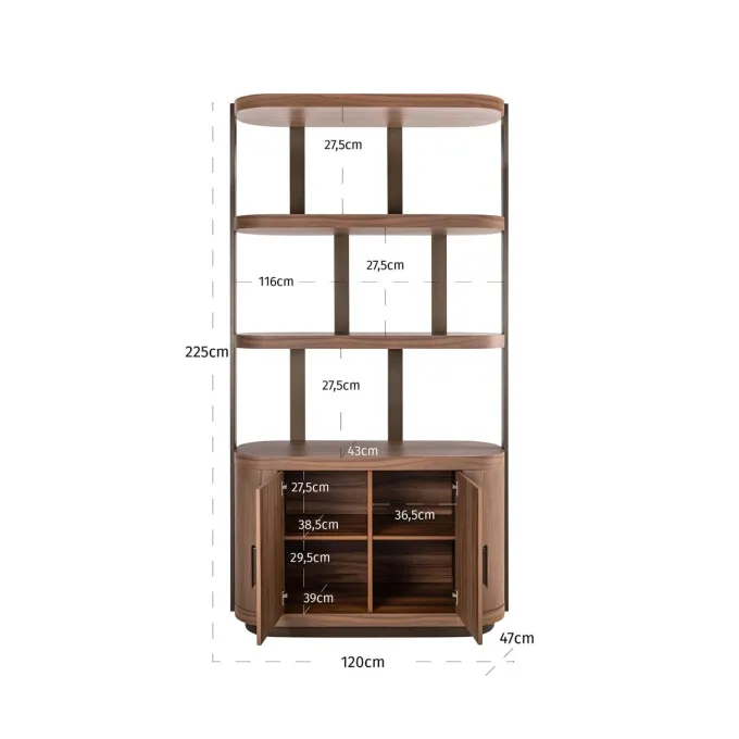 Richmond Interiors Vakkenkast Windsor Walnoot 120 cm
