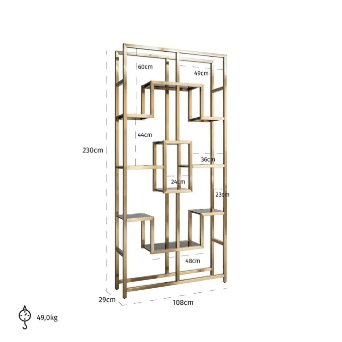 Richmond Interiors Wandkast Magnus brushed Goud Brushed