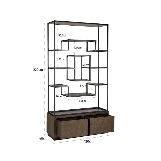 Richmond Interiors Wandkast Bonvoy Bruin 2-laden Bruin