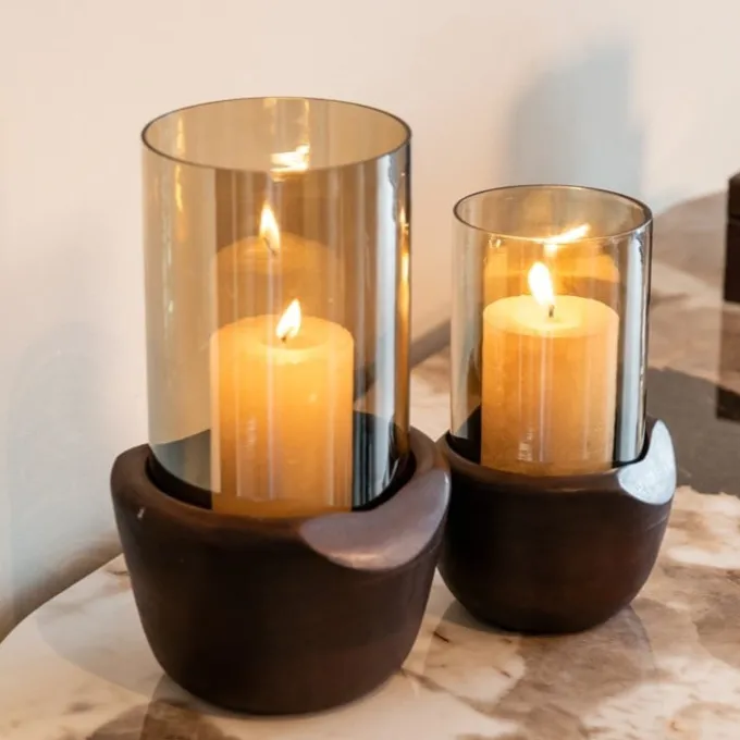 Richmond Interiors Windlicht Jade walnoot klein