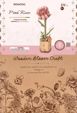 Robotime Houten Bouwpakket Pink Carnation