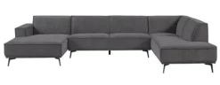 Tower Living Bank Leeds - Chaise longue + 2,5 zits + ottomane Rechts - City 464 Zwart Blauw