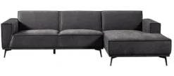 Tower Living Bank Leeds - 2,5 zits + chaise longue Rechts - City 464 zwart blauw