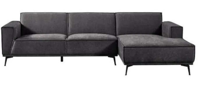 Tower Living Bank Leeds - 2,5 zits + chaise longue Rechts - City 464 zwart blauw