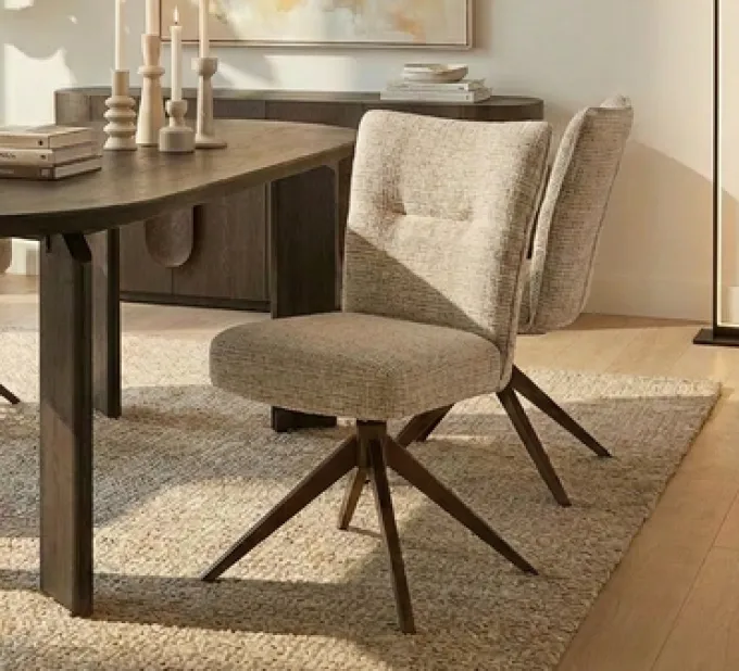 Tower Living Bardi Stoel - Cremona 14 beige - anodic frame (draaibaar)