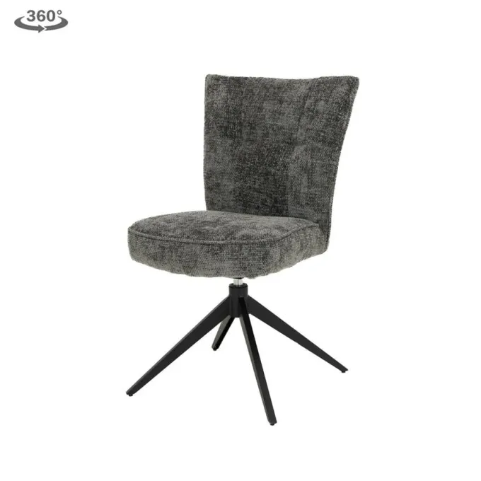 Tower Living Bardi Stoel - fabric Haga 16 charcoal (draaibaar)