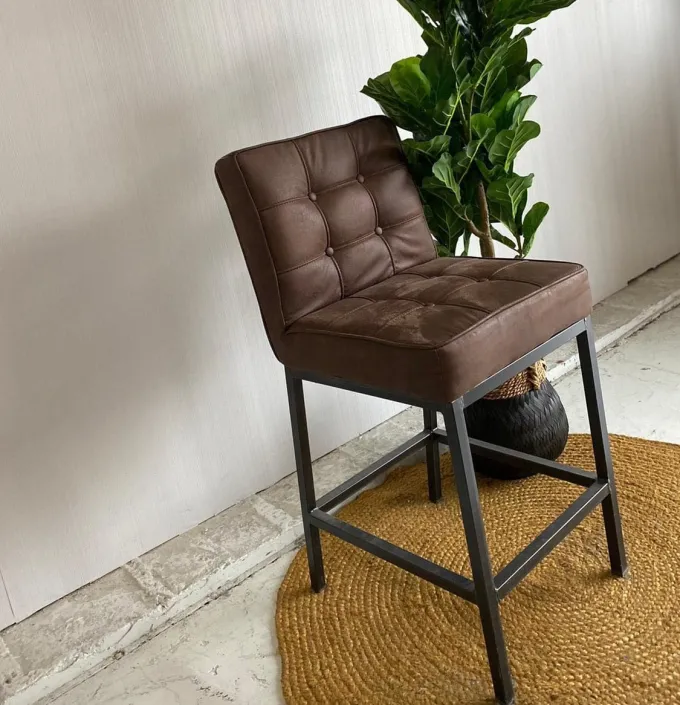 Tower Living Barstoel Vasco - Grijs, bruin en groen