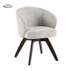 Tower Living Brescia Armstoel - fabric Puente beige wit - Espresso draaibaar