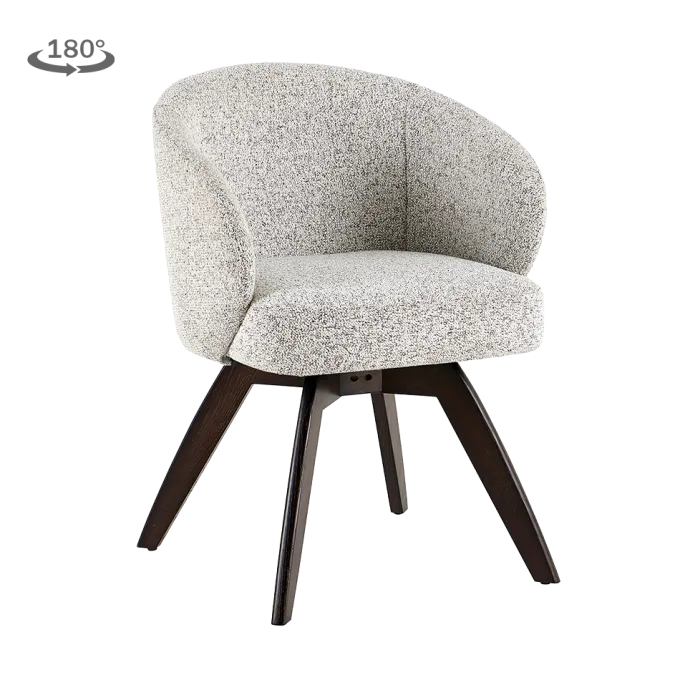 Tower Living Brescia Armstoel - fabric Puente beige wit - Espresso draaibaar