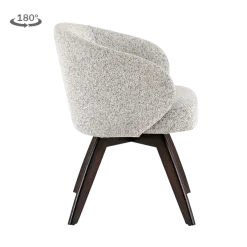 Tower Living Brescia Armstoel - fabric Puente beige wit - Espresso draaibaar