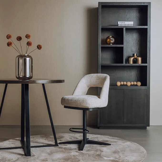 Tower Living Caldes Barstoel - fabric Ted 24 off-white (draaibaar)